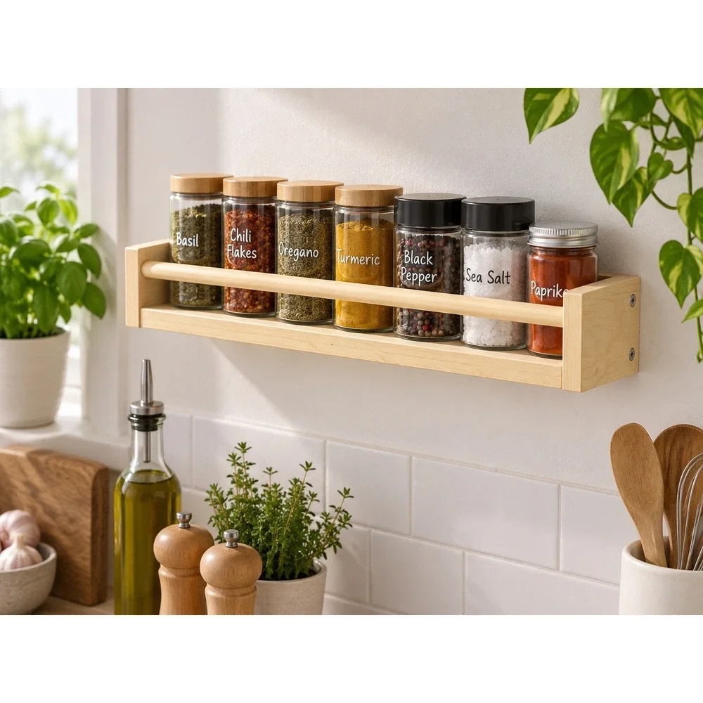 IKEA BEKVAM Spice Rack Solid Wood Wall Mounted Storage Shelf 400.701.85 NEW